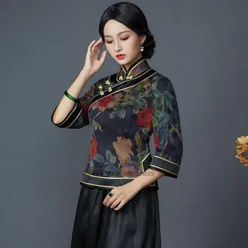 2022 vintage pluus hiina stiilis cheongsam tops naine lahti klassikalise qipao särk hiina stiilis tee kostüüm-särk tang ülikond 
