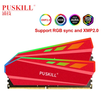 PUSKILL Memoria RGB RAM DDR4 3200MHZ CL16 8GB 16GB, 32GB XPM2.0 jahutusradiaator UDIMM Dual Channel Lauaarvuti Mälu