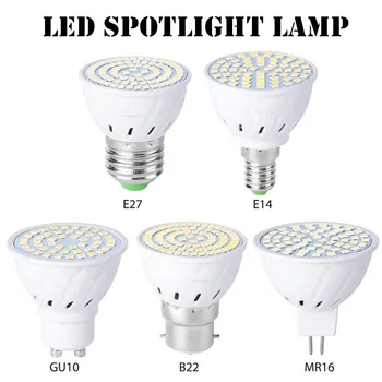 10tk Uus GU10 LED E27 Lamp E14 Tõmbamisega Pirn 48 60 80leds lampara 220V GU 10 bombillas led MR16 B22 Lampada Kohapeal kerge